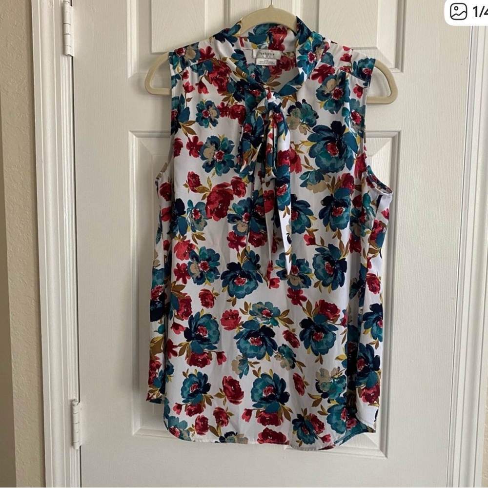 Van Heusen Women's Floral Blouse - Blue and Red